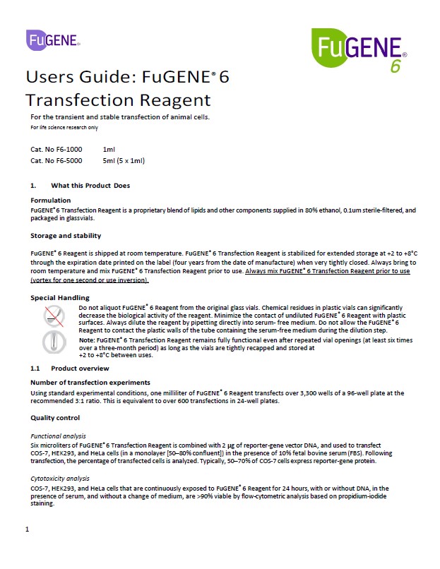 FuGENE® 6 Users Guide