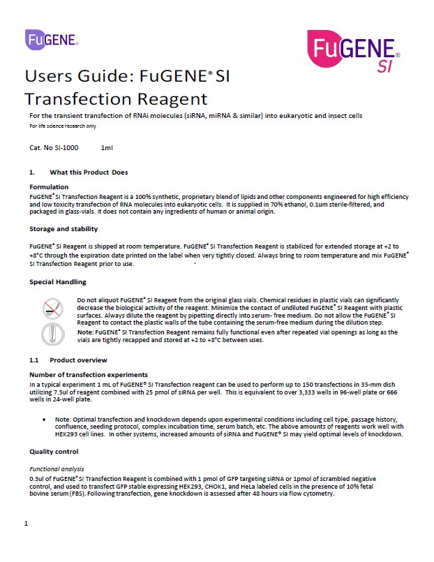 FuGENE® SI Users Guide