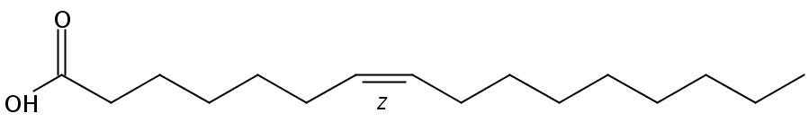 7(Z)-Hexadecenoic acidの構造式