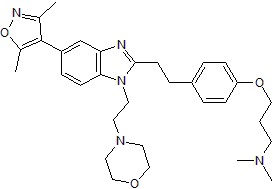 ISOX DUAL|Chemical Name: [3-[4-[2-[5-(Dimethyl-1,2-oxazol-4-yl)-1-[2-(morpholin-4-yl)ethyl]-1H-1,3-benzodiazol-2-yl]ethyl]phenoxy]propyl]dimethylamine