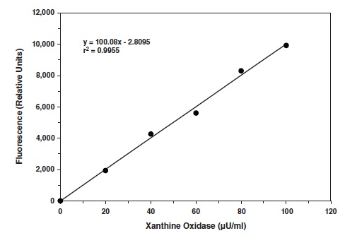 キサンチンオキシダーゼ測定キットの標準曲線例