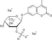 4-Methylumbelliferyl a-L-idopranosiduronic acid 2-sulphate sodium salt 構造式
