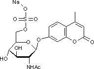 4-Methylumbelliferyl 2-acetamido-2-deoxy-b-D-glucopyranoside-6-sulfate sodium salt 構造式