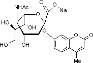 4-Methylumbelliferyl N-acetyl-a-D-neuraminic acid sodium salt 構造式