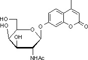 4-Methylumbelliferyl 2-acetamido-2-deoxy-b-D-galactopyranoside 構造式