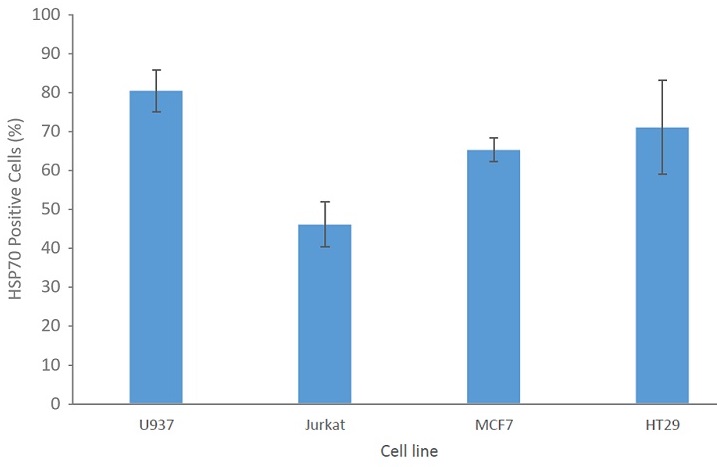 ヒトU937、Jurkat E6.1、MCF7、およびHT29細胞のフローサイトメトリー結果